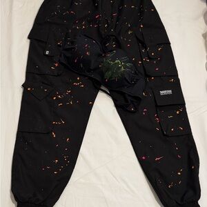 Black Cargo Pants with Multicolor Accents